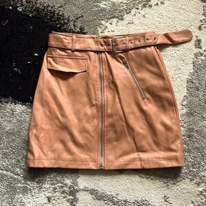 Brown Faux Leather Skirt